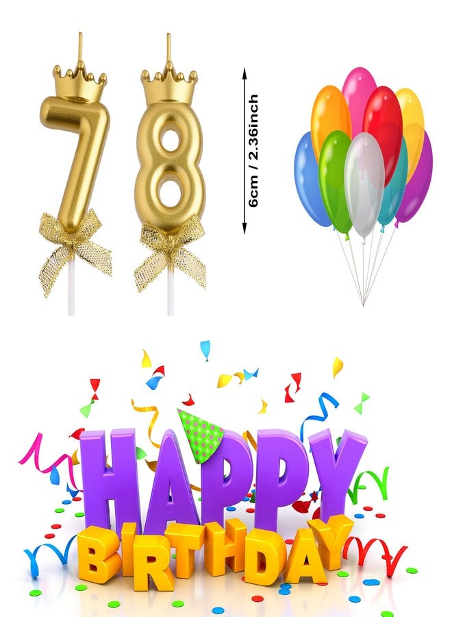 VSHILI 78th 87th Birthday Candles, Gold 87 78 Year Old Number Birthday Candles, Happy Birthday Party Cake Topper Decoration Gifts for Women Men - Image 2